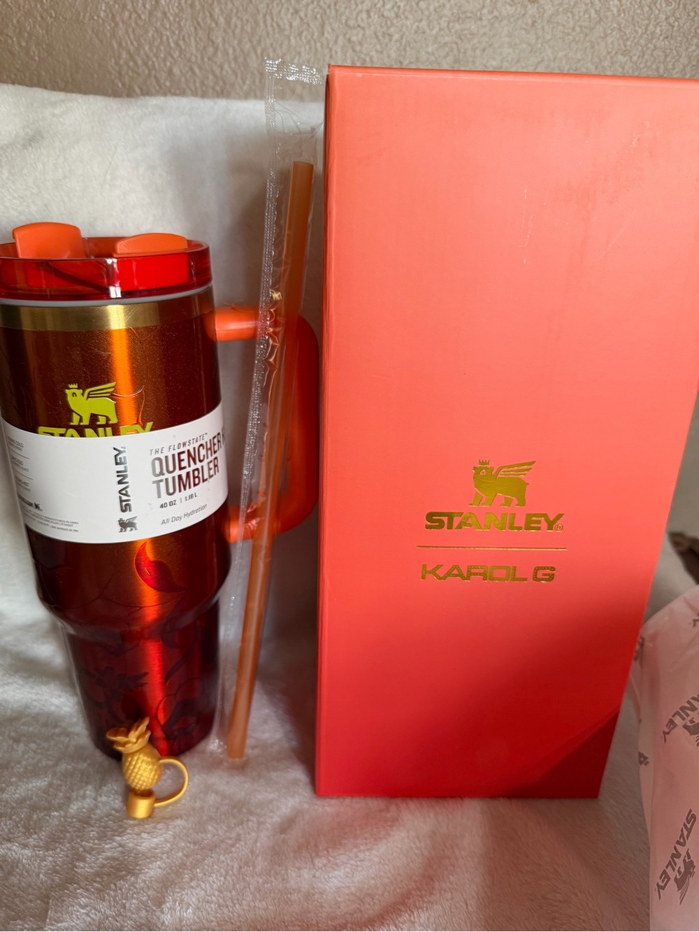 Orange Red Quencher Tumbler with Handle